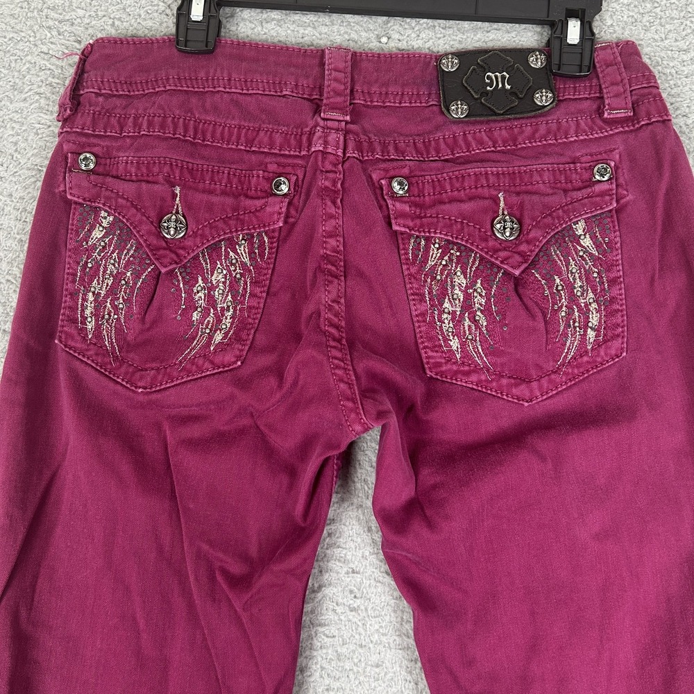 Miss Me Skinny Jeans Womens 31 Raspberry Purple Embellished Back Pocket JP561653